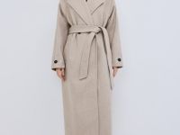 Пальто с поясом, Бежевый
