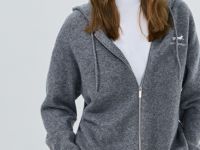 Кардиган на молнии из пряжи с шерстью, Серый