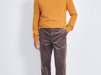 Джемпер из хлопка и шерсти с округлым вырезом