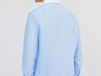 Рубашка с контрастным воротником, Голубой