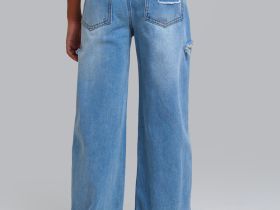 Брюки текстильные джинсовые для девочек