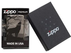 Зажигалка ZIPPO Classic с покрытием Black Ice, латунь/сталь, чёрная, глянцевая, 36х12х56 мм