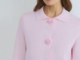 Кардиган с фигурными пуговицами, Розовый
