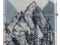 Зажигалка ZIPPO Mountain Sketch с покрытием 540 Tumbled Chrome, латунь/сталь, разноцветная, 38x13x57 мм