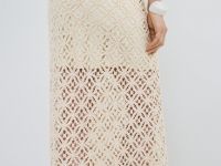 Ажурная юбка макси, Бежевый