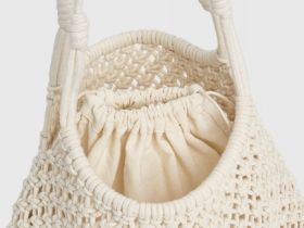 Сумка плетёная макраме, Бежевый