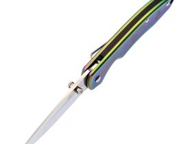 Складной нож SanRenMu 7073LUX-SI, сталь 12C27, рукоять нержавеющая сталь, градиент