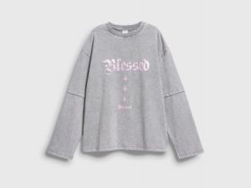 Лонгслив со стразами для девочек, Серый