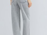 Широкие джинсы с высокой посадкой, Серый