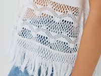 Футболка с кружевом и бахромой, Белый
