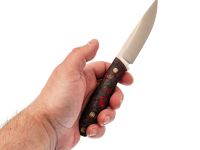 Туристический нож Град Горький Оса, сталь Elmax, рукоять карбон, черно-красный