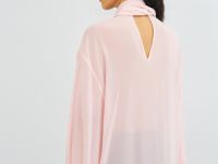 Блузка из шифона с шарфом, Розовый