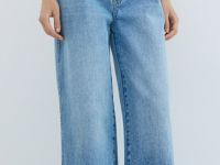 Широкие джинсы с асимметричной застёжкой, Голубой