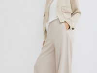 Широкие брюки с эластичным поясом, Бежевый