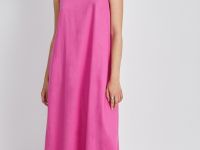 Платье миди льняное с округлым вырезом