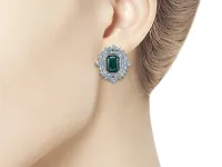Серьги из белого золота с изумрудами э4767сг04210406