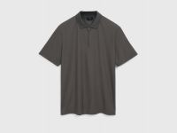 Поло из техноткани с воротником на молнии, Коричневый