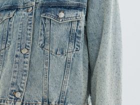 Джинсовая куртка со стразами, Голубой