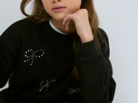 Свитшот с аппликацией для девочек, Черный