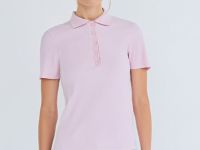 Поло в рубчик с коротким рукавом, Розовый