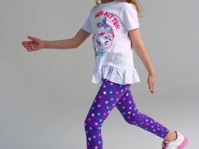 Комплект трикотажный для девочек: фуфайка (футболка), брюки (легинсы)