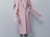 Длинное двубортное пальто из шерсти, Розовый