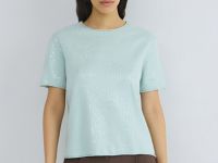 Джемпер с пайетками и коротким рукавом, Зеленый