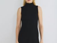 Вязаное платье с воротником-стойкой, Черный