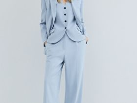 Однобортный жакет, Голубой