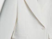 Приталенный двубортный жакет, Белый