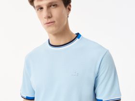 Мужская хлопковая футболка Lacoste с принтом