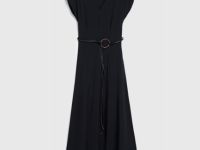 Платье миди с ремнем, Черный