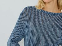 Ажурный укороченный джемпер, Синий