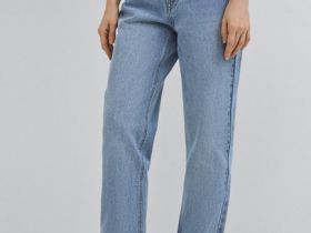 Джинсы Мом из плотного денима, Голубой