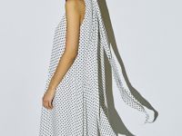 Шифоновое платье в горох, Белый