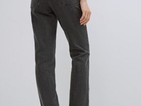 Прямые джинсы с высокой посадкой, Серый