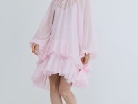 Платье мини с рюшами, Розовый