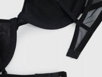 Бюстгальтер на косточках с сетчатыми чашками, Черный