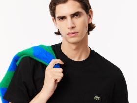 Мужская футболка Lacoste из хлопка с нагрудным карманом