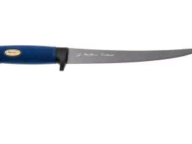 Нож филейный Marttiini, сталь X20Cr13, рукоять резина, синий, в чехле