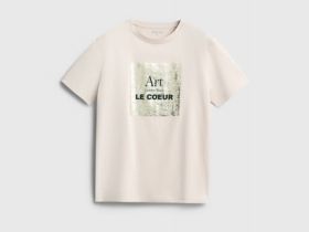 Футболка с принтом, Бежевый
