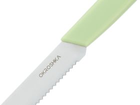 Нож кухонный cтоловый серрейтор Okroshka Salad 11 см, сталь 5cr15mov, рукоять пластик, зеленый