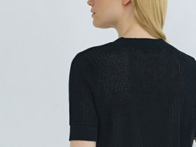 Ажурный джемпер с коротким рукавом, Черный