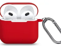 Чехол Protective Case для AirPods 4 силиконовый с карабином (красный)