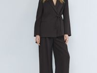 Жакет с запахом на завязках, Коричневый