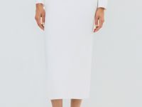 Вязаная юбка миди, Белый