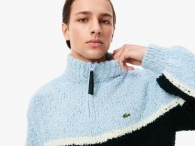 Мужской свитер Lacoste с высоким воротом на молнии свободного кроя