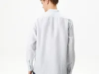 Мужская рубашка Lacoste без ворота в полоску из смеси льна