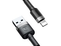 Кабель Baseus Cafule Cable 2.4A (USB) на (Lightning) (CALKLF-BG1) 100см тканевая оплётка (серый/черный)