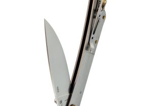 Складной нож Sanrenmu 9305, сталь 8Cr13MoV, рукоять нержавеющая сталь, светлый